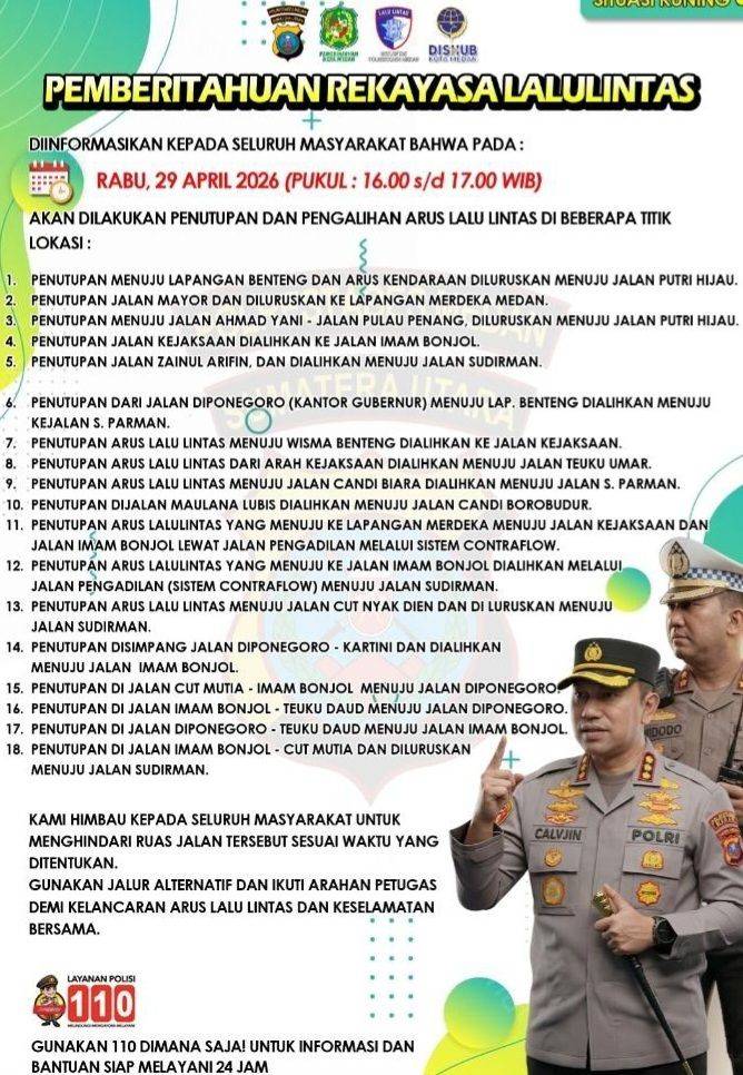 Satlantas Polrestabes Medan Rekayasa 18 Titik Ruas Jalan di Medan