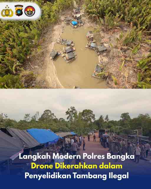 Langkah Modern Polres Bangka: Drone Dikerahkan dalam Penyelidikan Tambang Ilegal