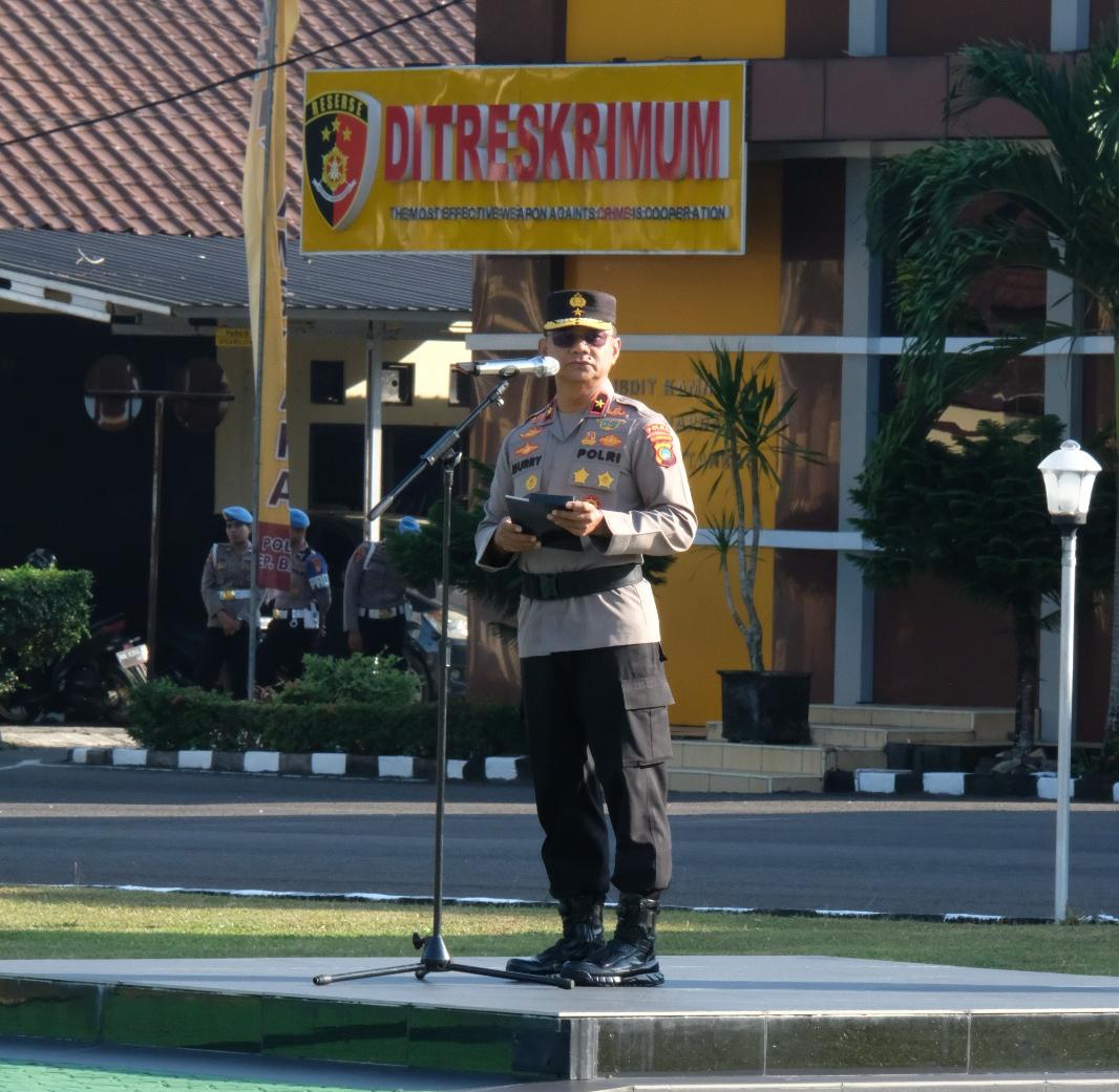 Pesan Wakapolda Babel Saat Pimpin Apel Pagi : Respon Cepat Laporan Masyarakat-Hindari Pelanggaran