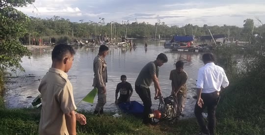 Polsek Belinyu bersama Satpol PP Kecamatan Belinyu lakukan Penertiban tambang ilegal, Jalan Kampung Kusam, Desa Gunung Muda,