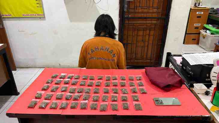 Polres Bangka Barat amankan pelaku dan 58 paket ganja di Mentok