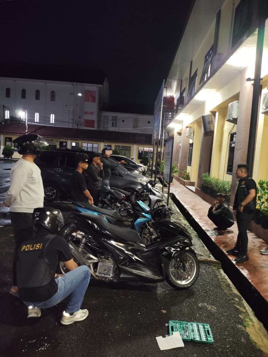 Saat Patroli,Polres Pematangsiantar  Amankan Tiga Sepedamotor Knalpot Brong