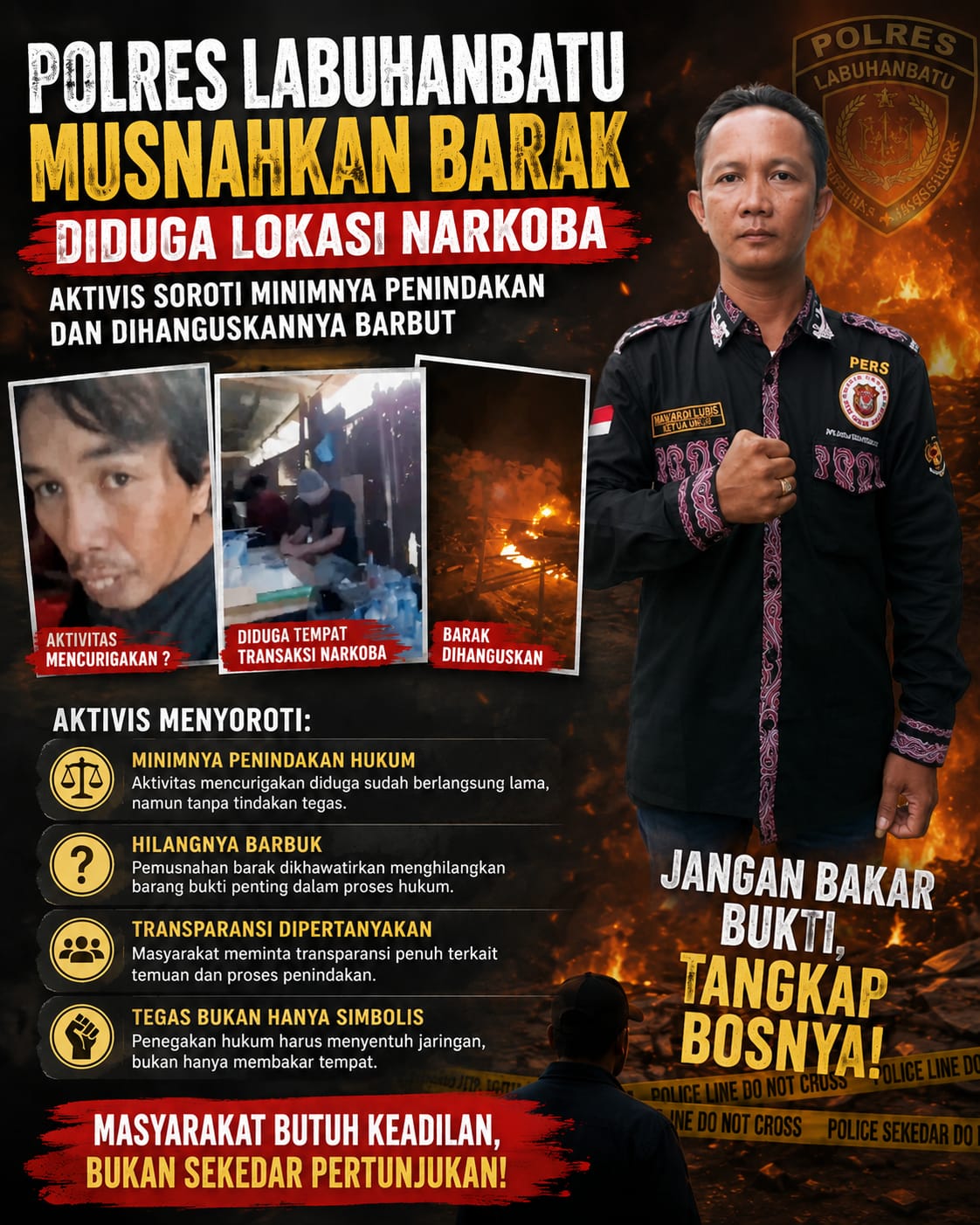DPW Media Center LSM PAKAR Sumut Soroti Respons Kepolisian atas Dugaan Barak Narkoba di Labuhanbatu Utara