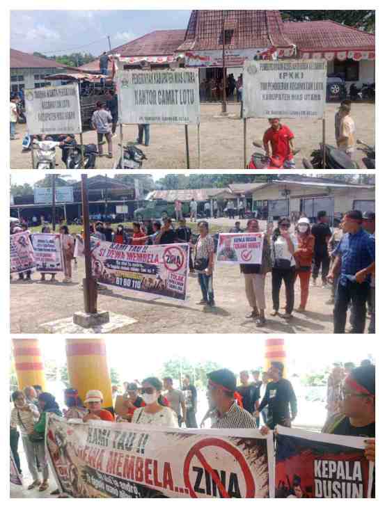Ratusan Aksi Damai di Kantor Camat Lotu & Kantor Bupati Nias Utara, Anak Desa Maziaya Dusun satu.Tuntut Copot Kadus I Desa Maziaya